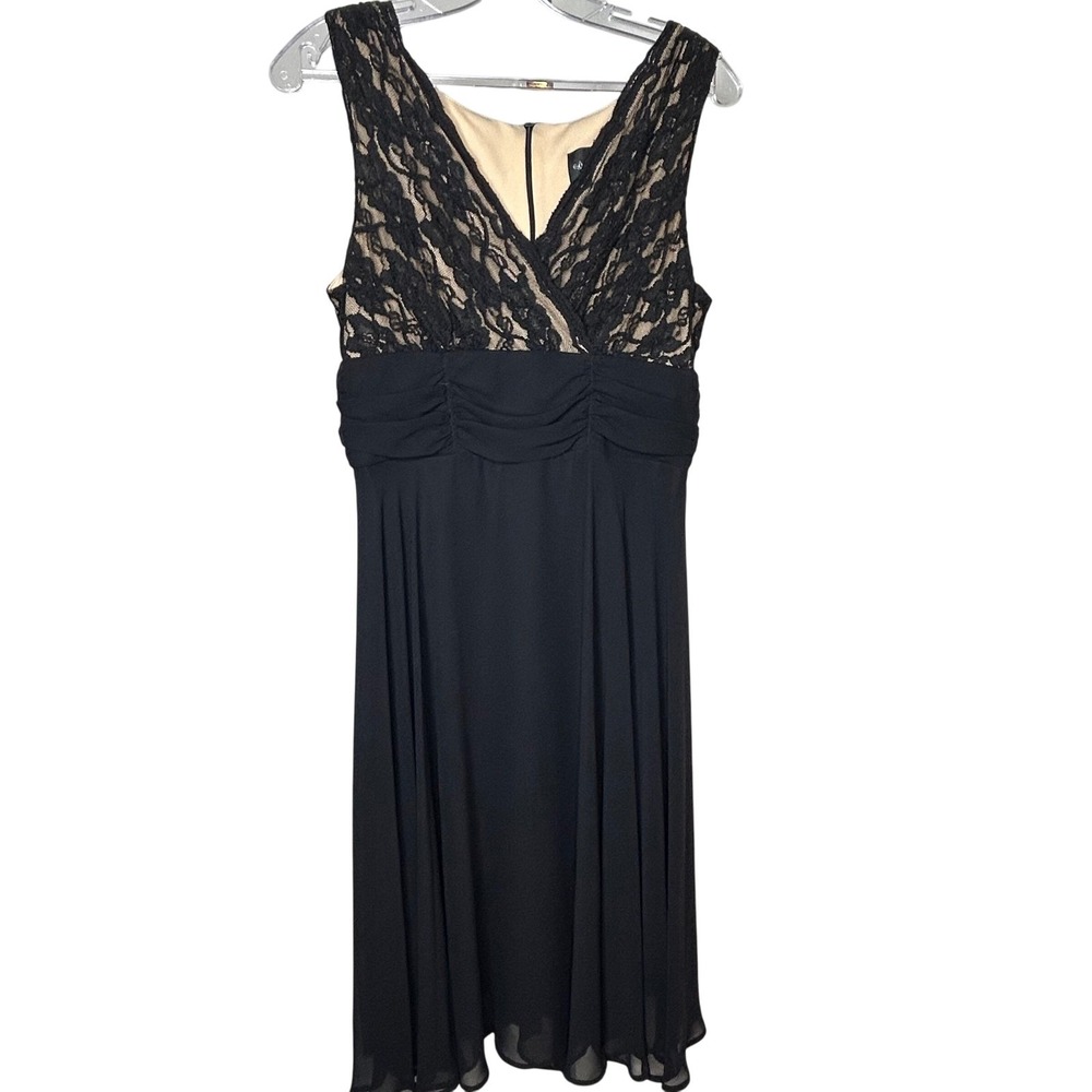 Connected Apparel Dress 10P ‎ Petite Black Lace Sleeveless Dress Cocktail Party